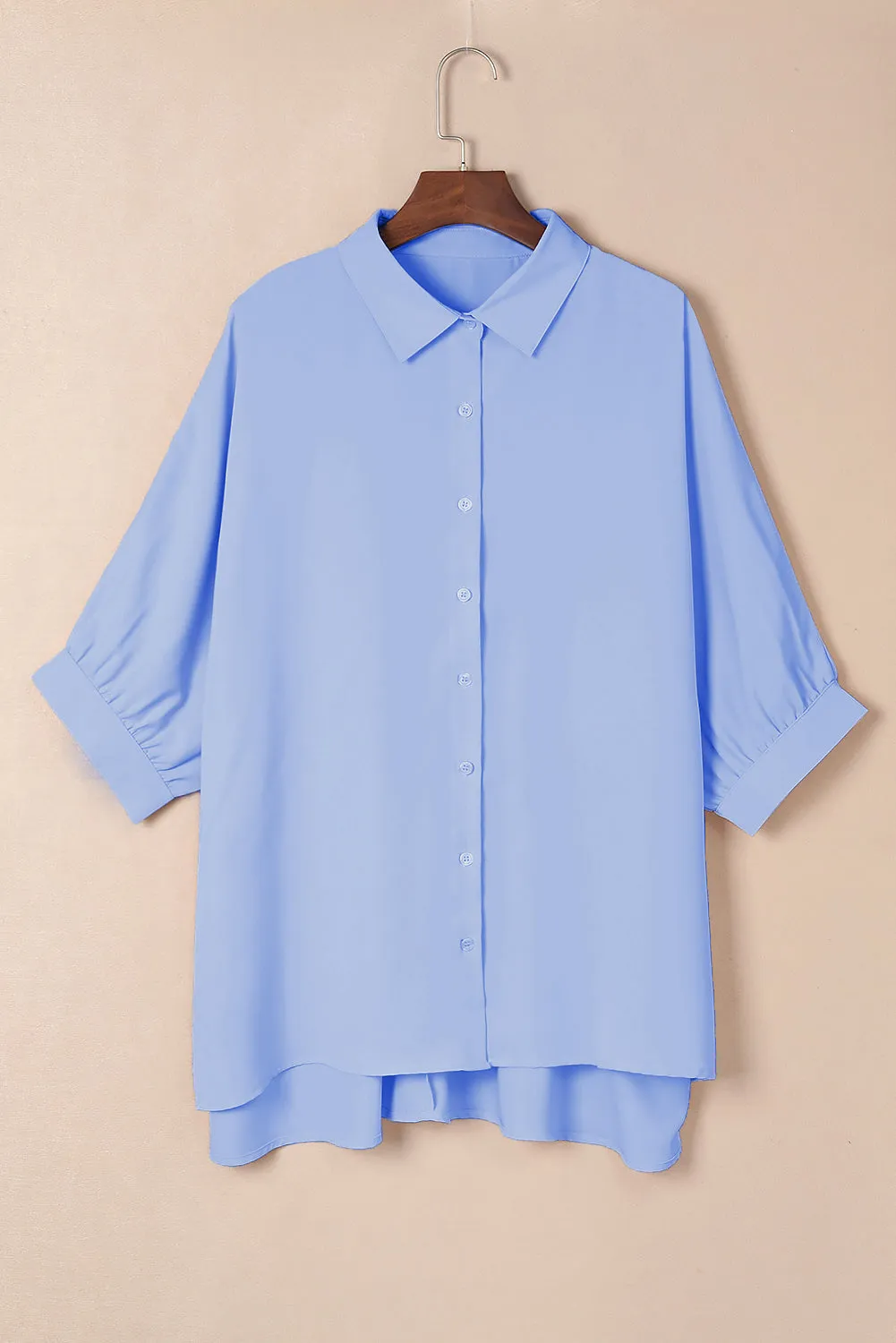 3/4 Puff Sleeve Oversize Shirt