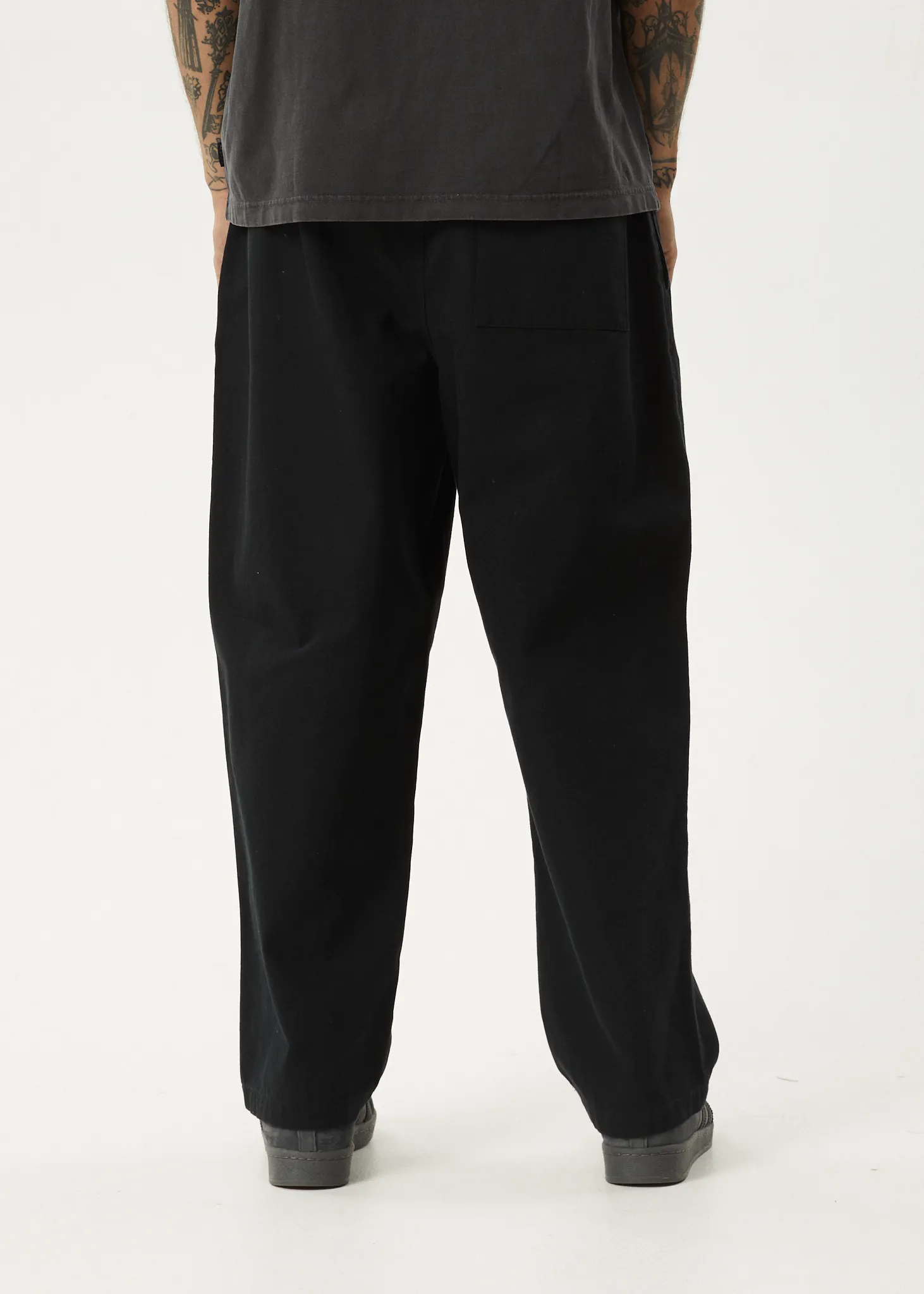 AFENDS Mens Ninety Eights - Elastic Waist Pant - Black