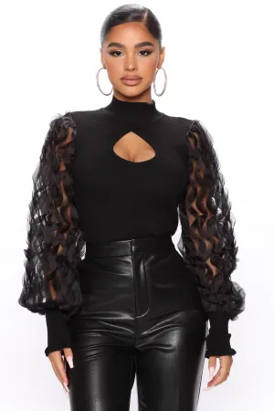 Aurora Mock Neck Sweater - Black