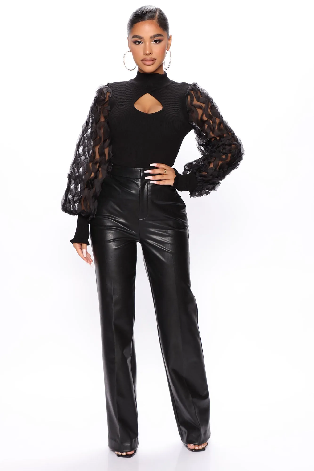Aurora Mock Neck Sweater - Black