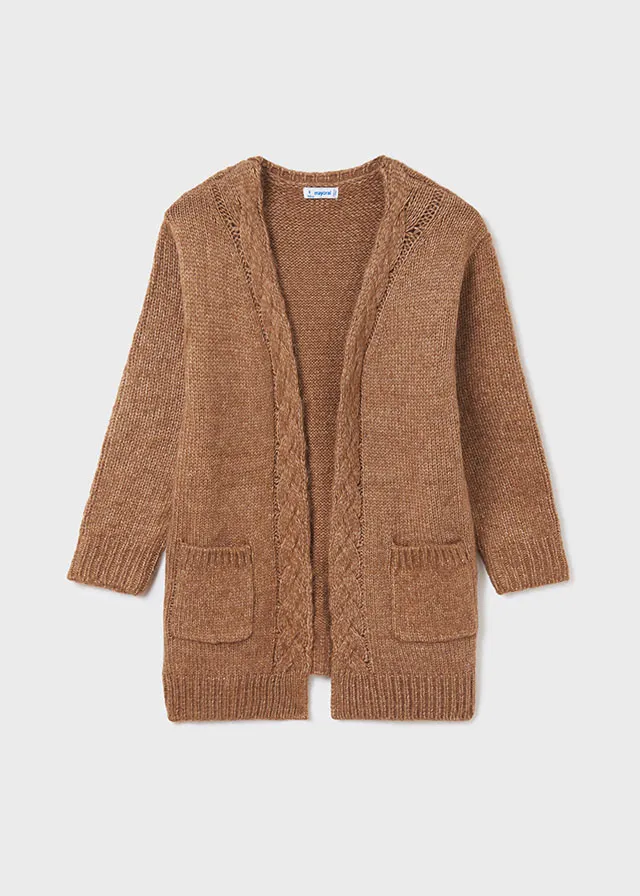 Brown Long Knitted Cardigan Girls Sweater - Select Size