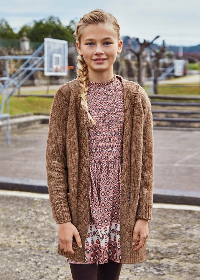 Brown Long Knitted Cardigan Girls Sweater - Select Size