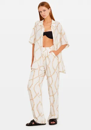CARRIE PANT CREAM AND TAN LINK PRINT