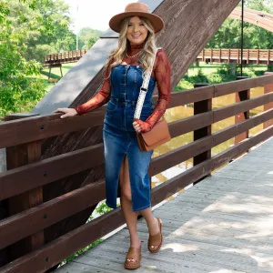 Change My Mood Dark Wash Denim Avery Mae Overall Dress