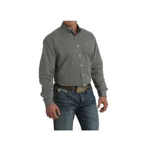 Cinch Men's Stretch Geometric Print Button Down Western White Black Shirt