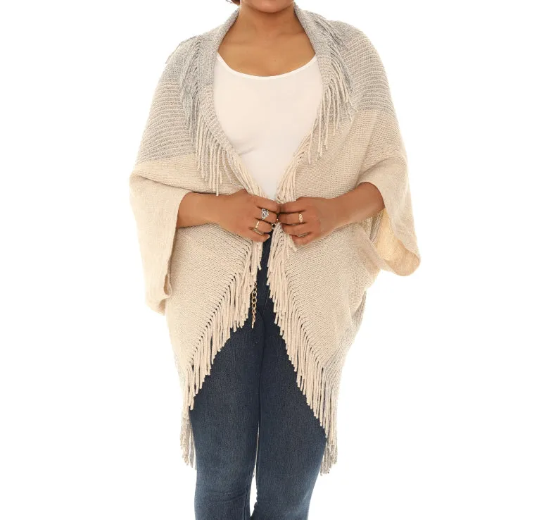 Dolman-Sleeve Fringe Open Cardigan