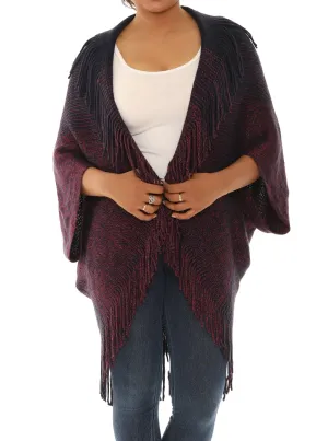 Dolman-Sleeve Fringe Open Cardigan