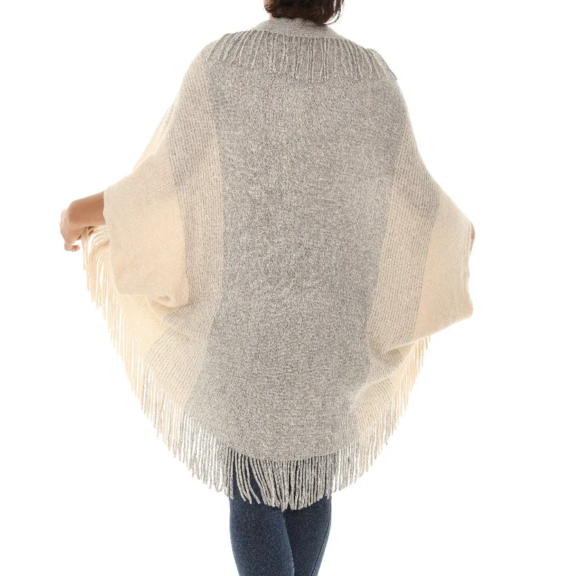 Dolman-Sleeve Fringe Open Cardigan