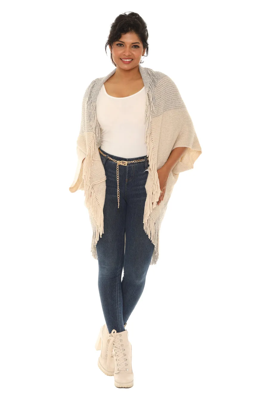 Dolman-Sleeve Fringe Open Cardigan