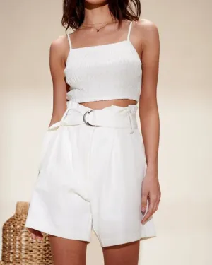 Elaine Paper Bag Shorts In Ivory | Ivory