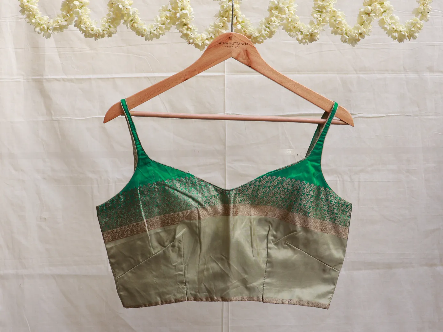 Emerald and olive Green, Karnataka silk blouse