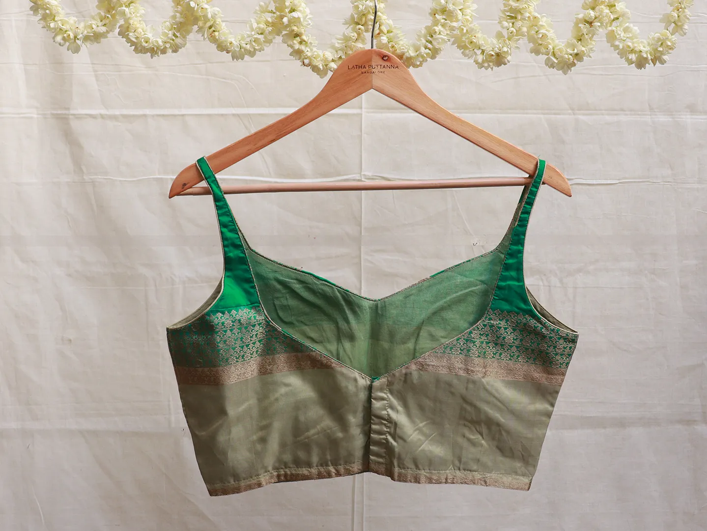 Emerald and olive Green, Karnataka silk blouse