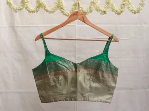 Emerald and olive Green, Karnataka silk blouse