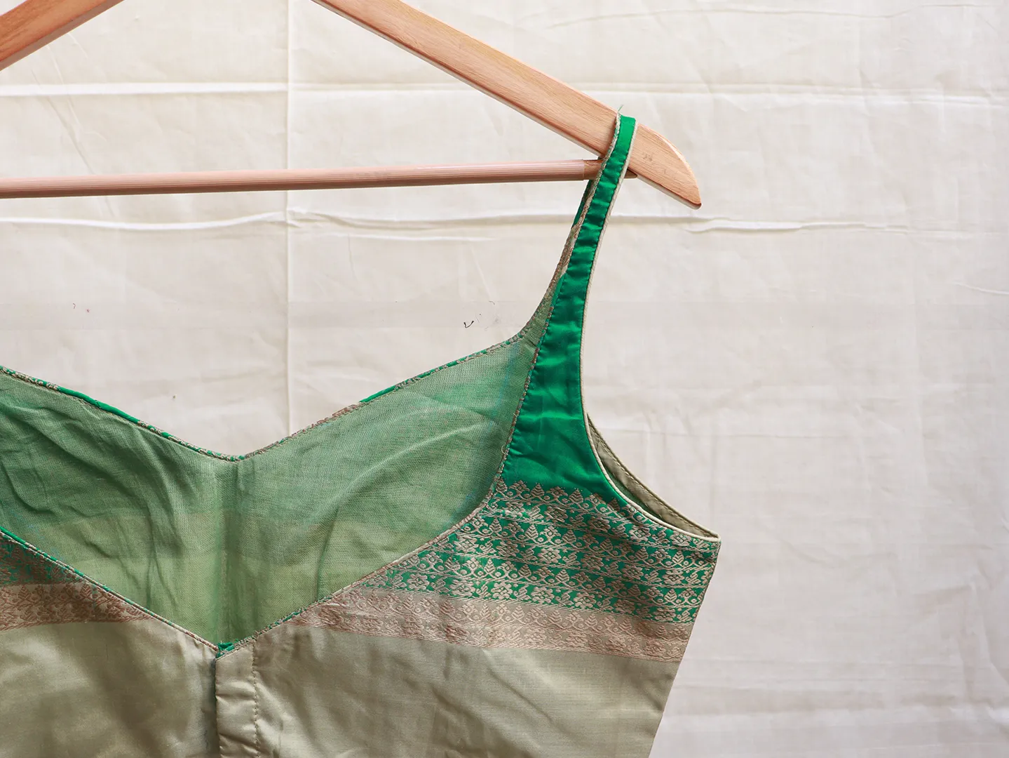 Emerald and olive Green, Karnataka silk blouse