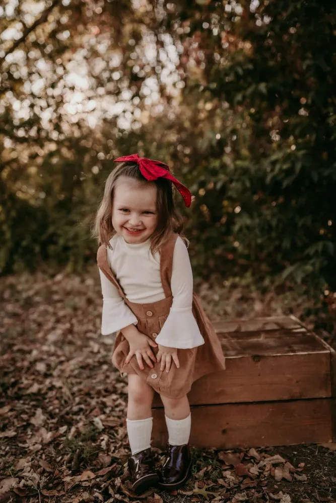 Fallon Corduroy Suspender Skirt - Praline