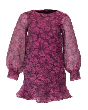 Floral Long Sleeve Mini Dress | Burgundy