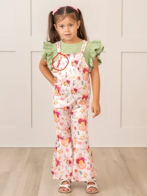 Green Gourd Bouquet Overalls Set