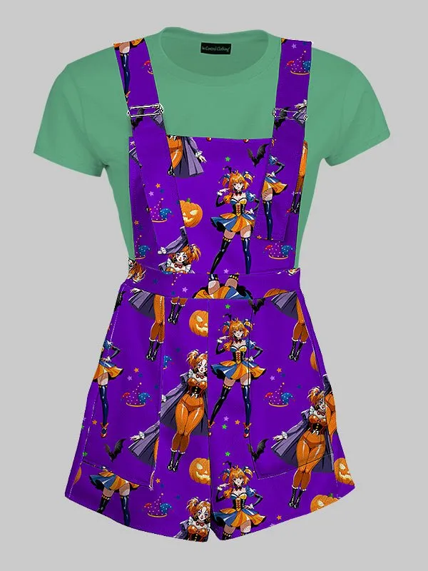 Halloween Clown Jester Overall Shorts