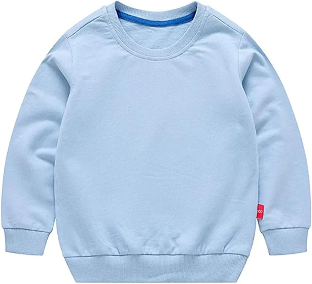 HAXICO Unisex Kids Solid Cotton Thin Pullover Sweatshirt T-Shirt Toddler Baby Crewneck Long Sleeve Tshirts Tops Blouse