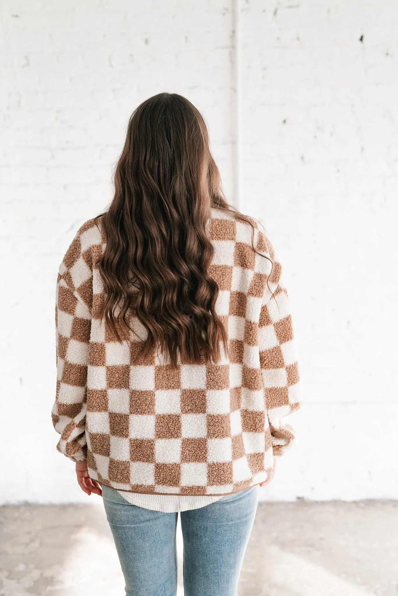 It Girl Checkered Sherpa Jacket