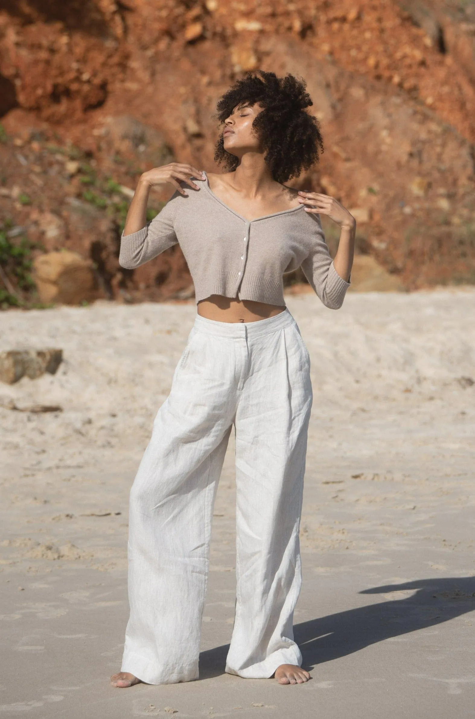 JADE OATMEAL CASHMERE CARDI