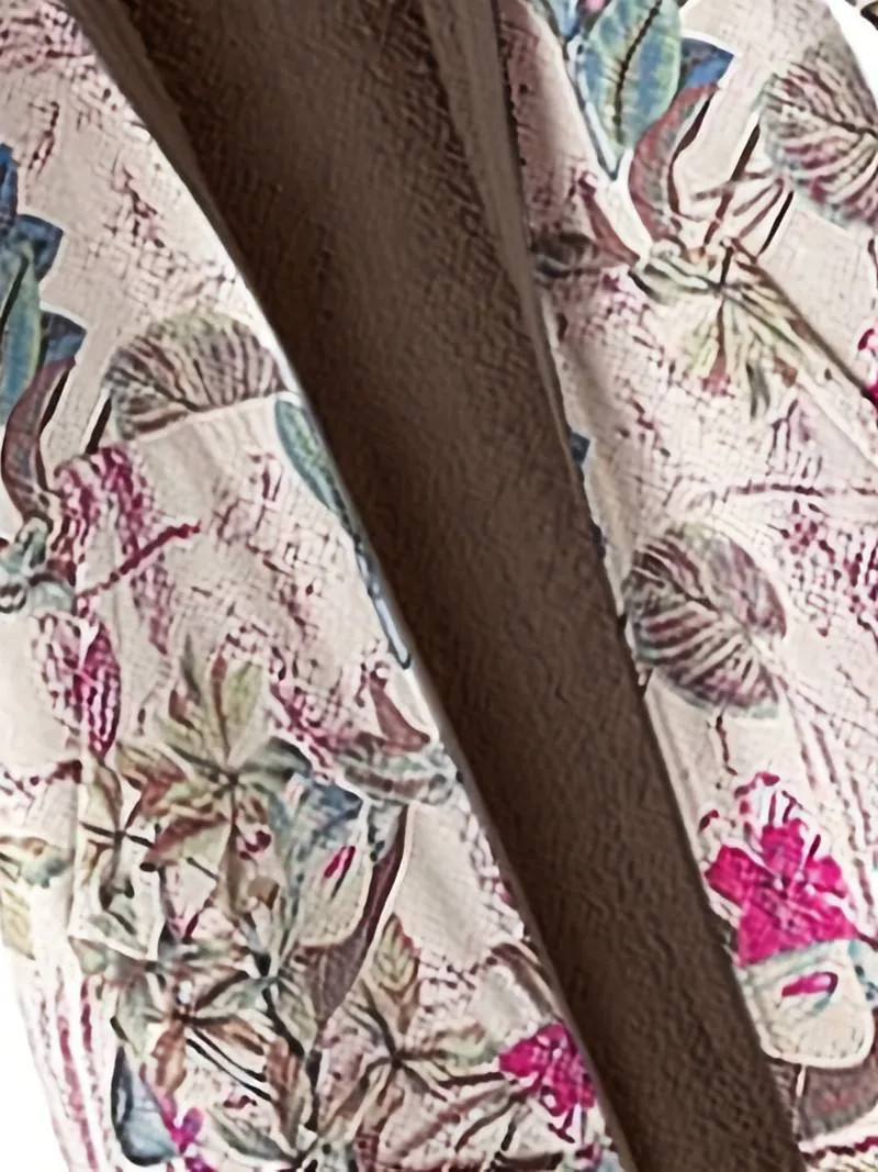 Jas met capuchon, bloemenprint en zak