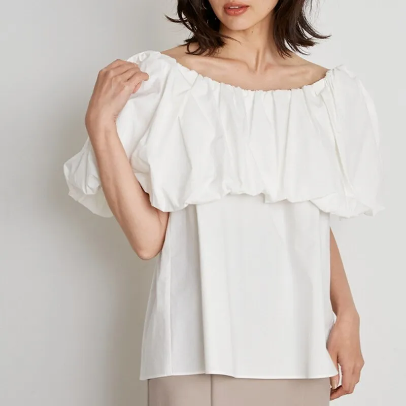Joskaa Christmas Gift Kuzuwata 2024 Autumn New Women Blusas Japan Style Sweet Shirts Slash Collar Puff Sleeve Back Bandage Mixed Plaid Solid Blouses