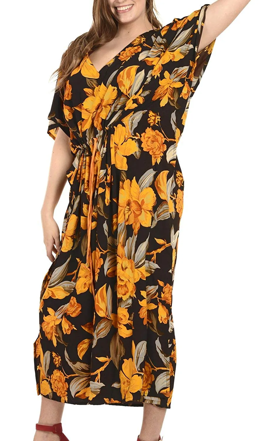 LA LEELA Women's Nightgown Kaftan Style Beachwear Bathing Suit Cover up Dress