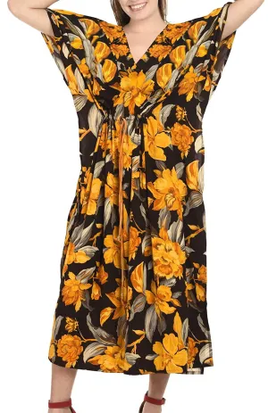 LA LEELA Women's Nightgown Kaftan Style Beachwear Bathing Suit Cover up Dress