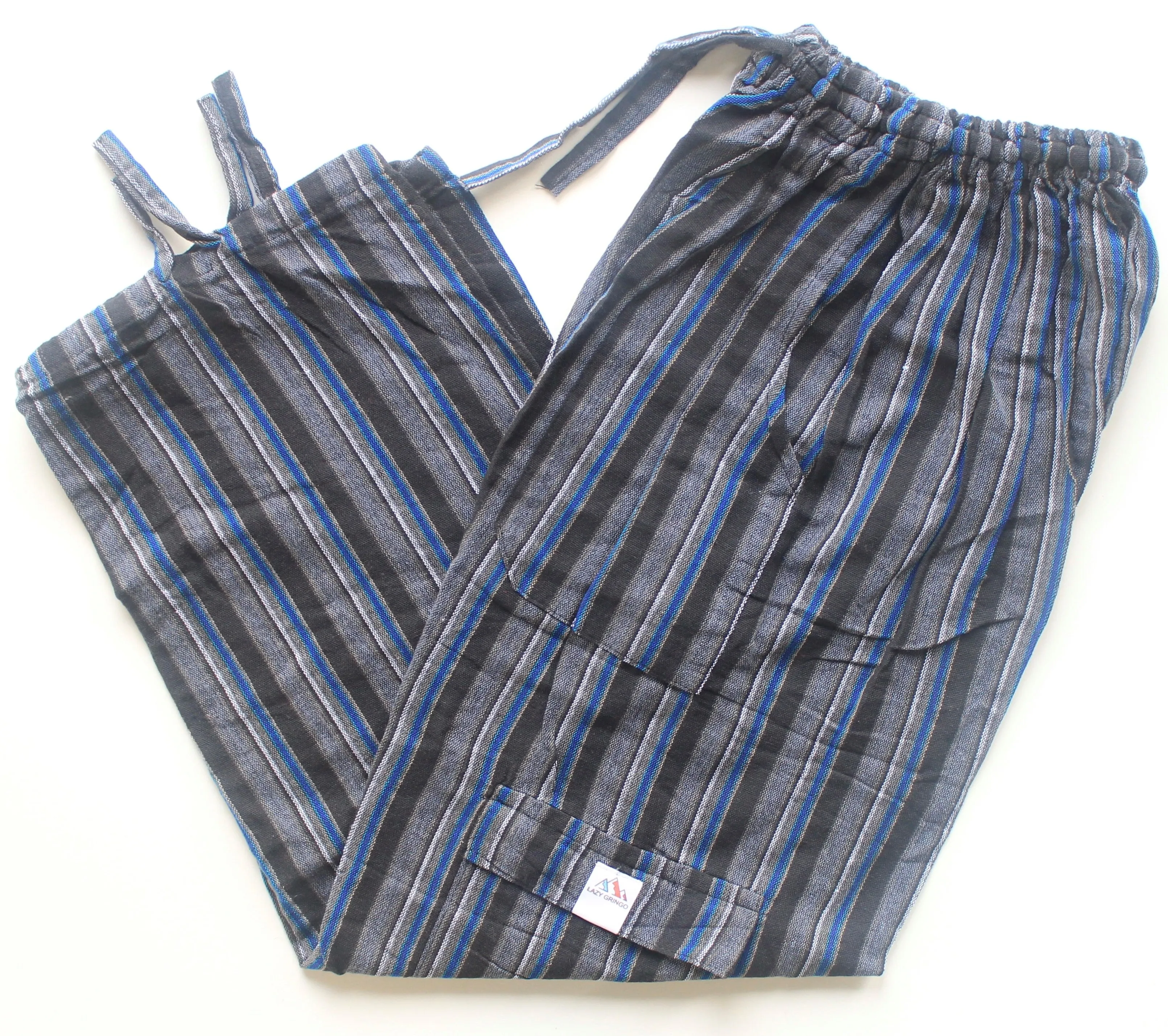 (Large) Gray with Black and Blue Stripes 0190