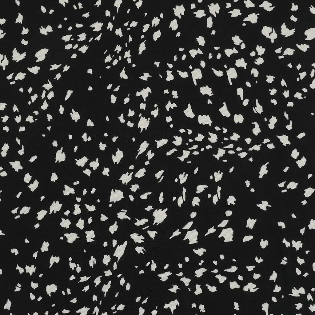 Linz- Black Animal Elements Viscose Woven Twill Fabric Sample