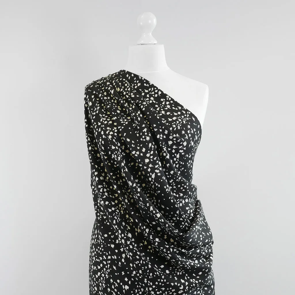 Linz- Black Animal Elements Viscose Woven Twill Fabric Sample
