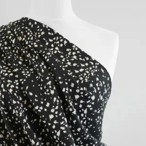 Linz- Black Animal Elements Viscose Woven Twill Fabric Sample