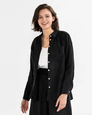 Long-sleeved linen shirt CALPE in Black