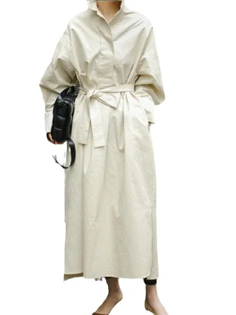 Loose Plus Size Polo Collar Long Sleeve Shirt Dress