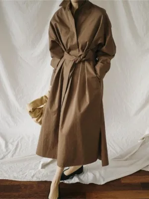 Loose Plus Size Polo Collar Long Sleeve Shirt Dress