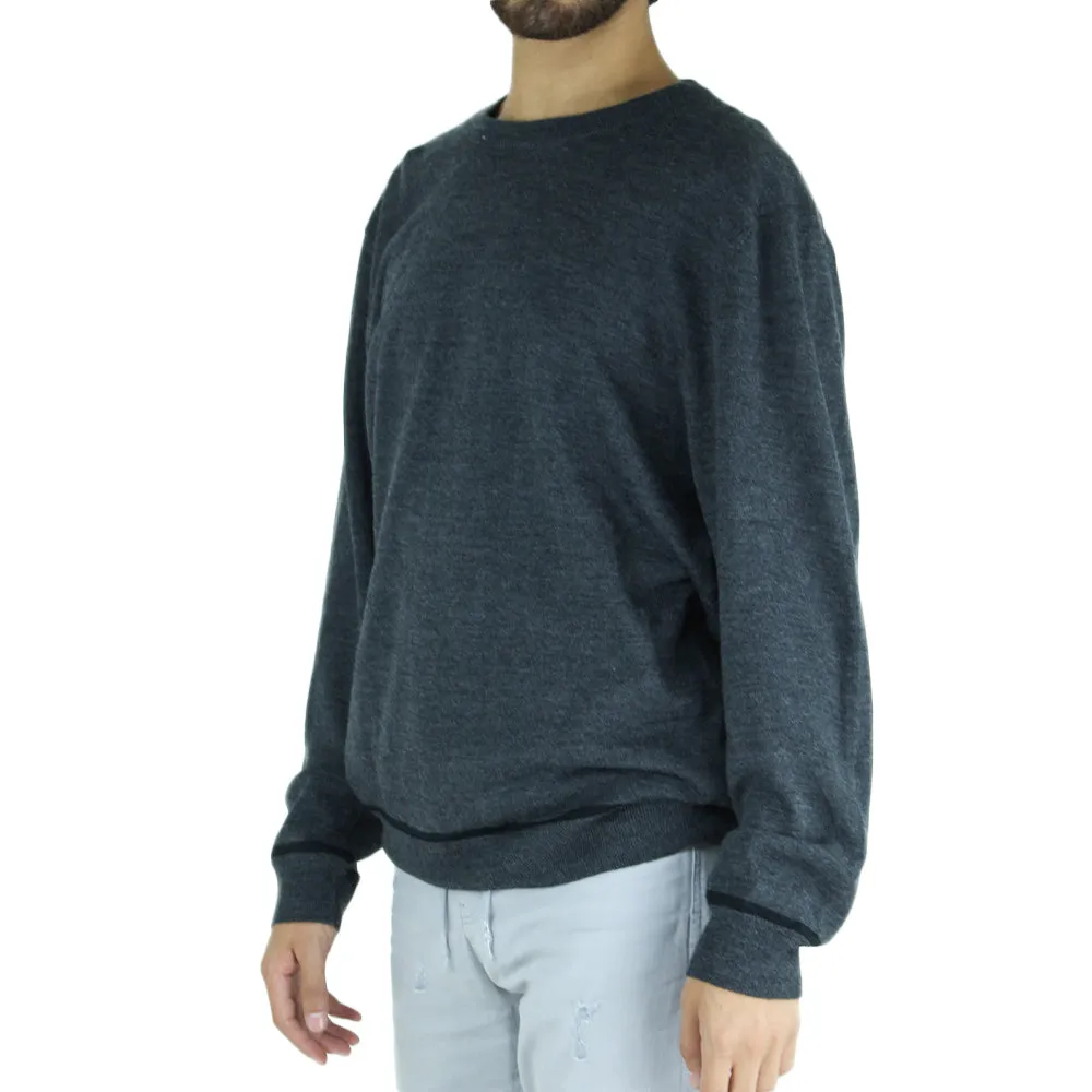 Men's Crew Neck Classic Fit Pullover Sweater,Dark Grey