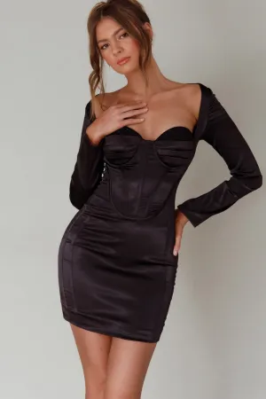 Montara Long Sleeve Corset Dress Black