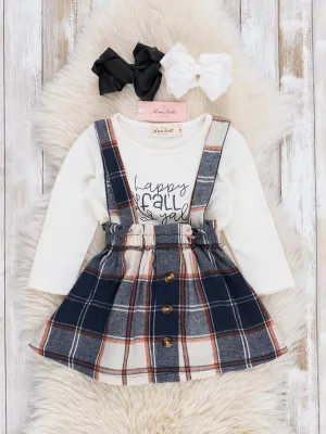 Navy Plaid "Happy Fall Y'all" Skirtall Set