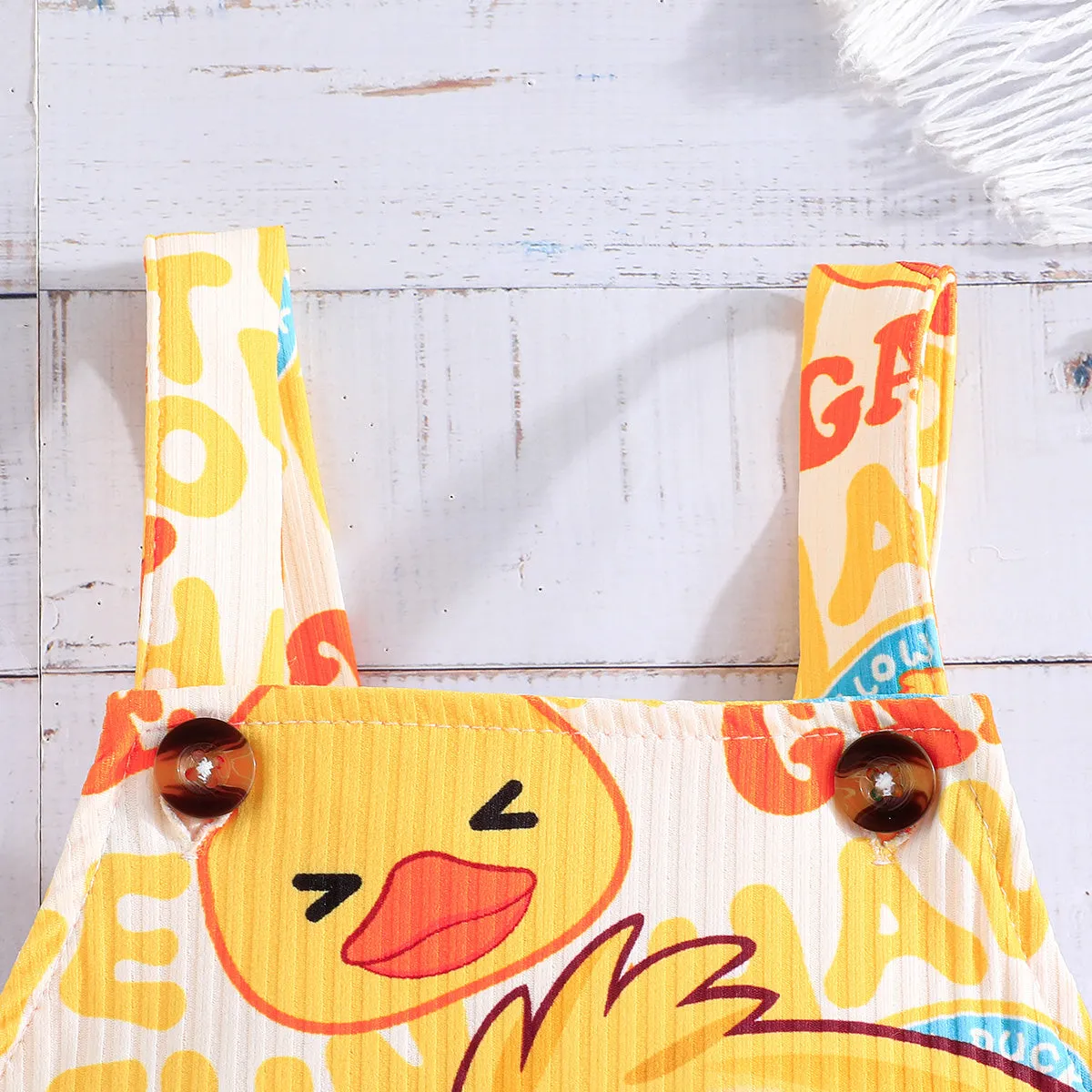 Newborn Boy Short-Sleeve Duck Print Overall Set