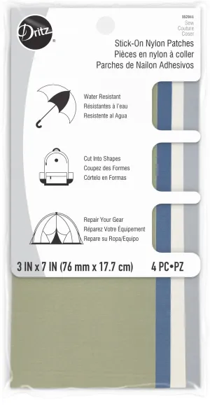 Nylon Stick-On Patches, 3" x 7", Assorted, 4 pc