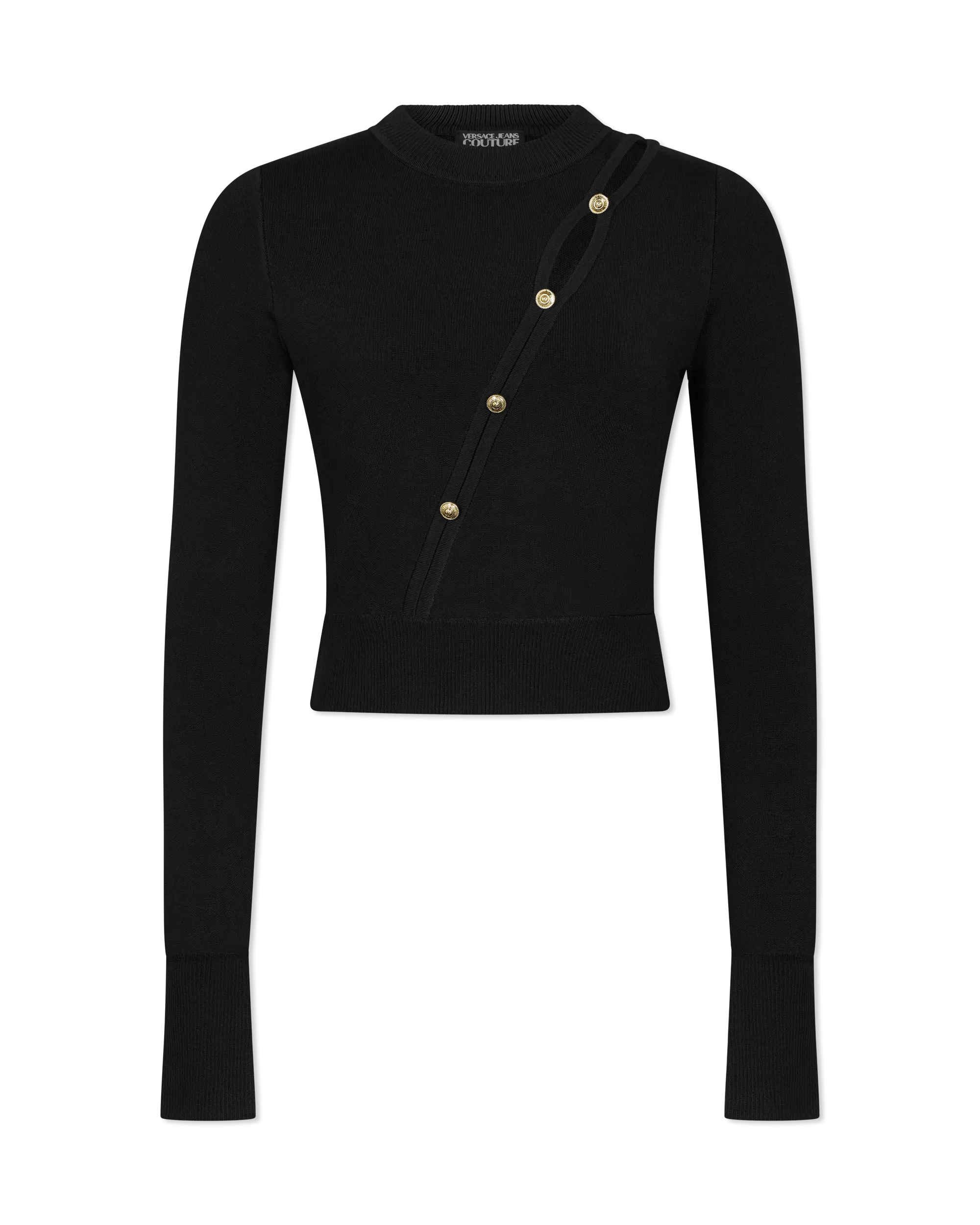 Peek-A-Boo Button Detail Cropped Sweater
