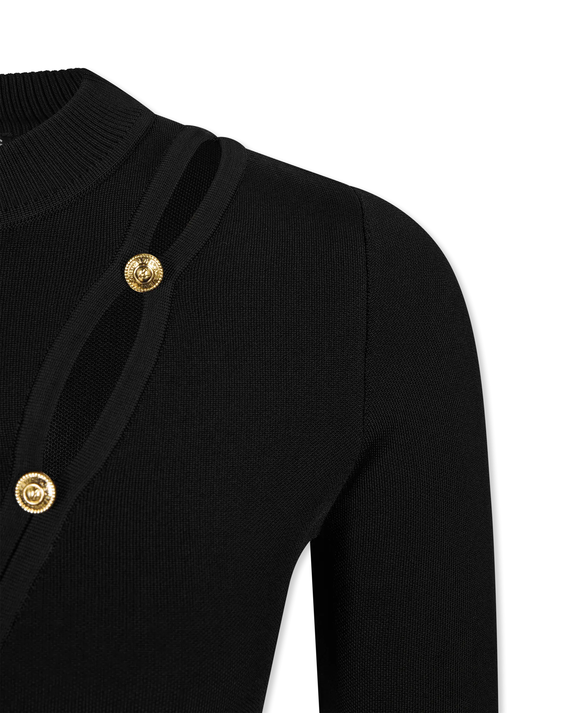Peek-A-Boo Button Detail Cropped Sweater