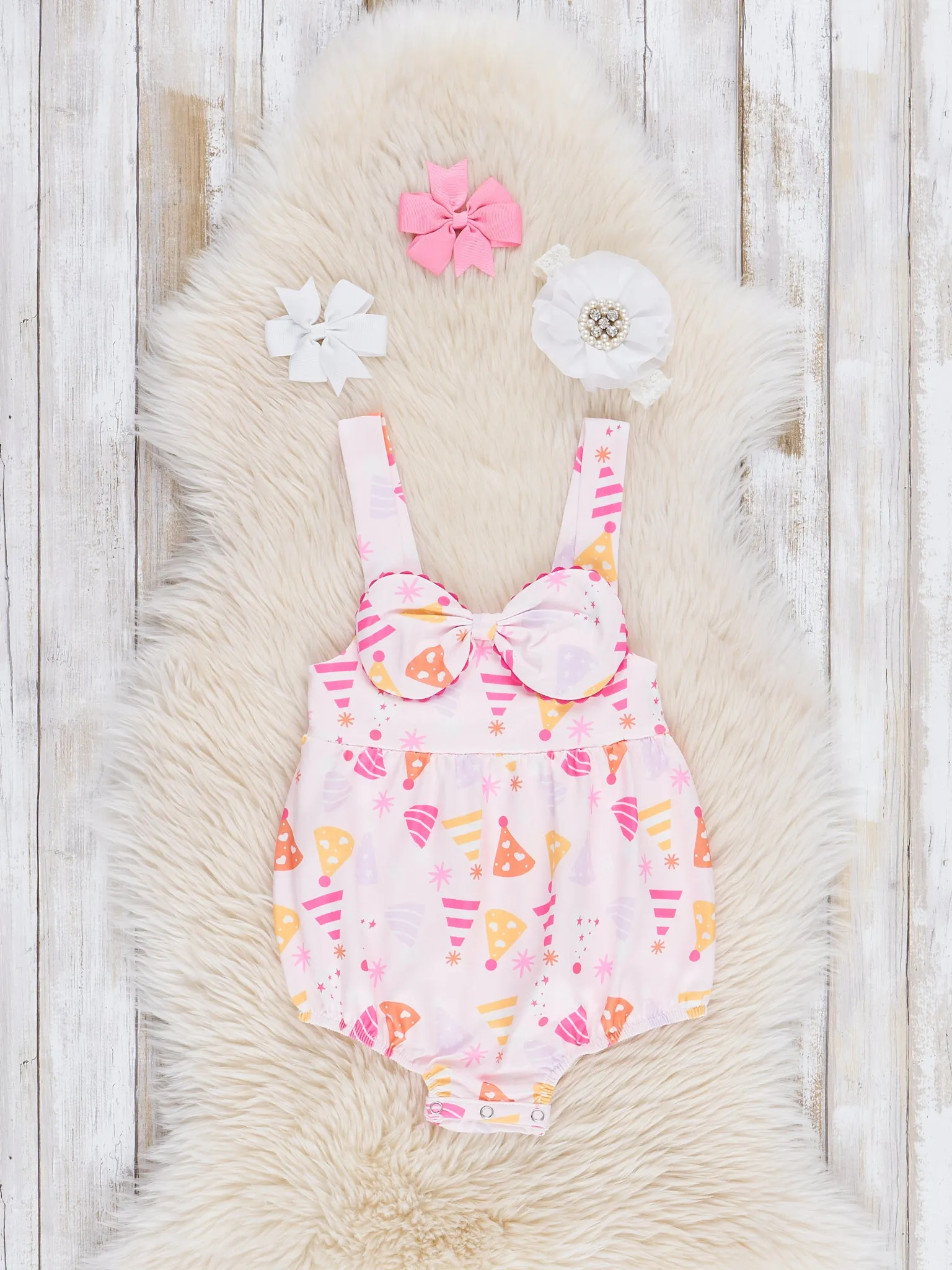 Pink Birthday Party Bubble Overalls Set