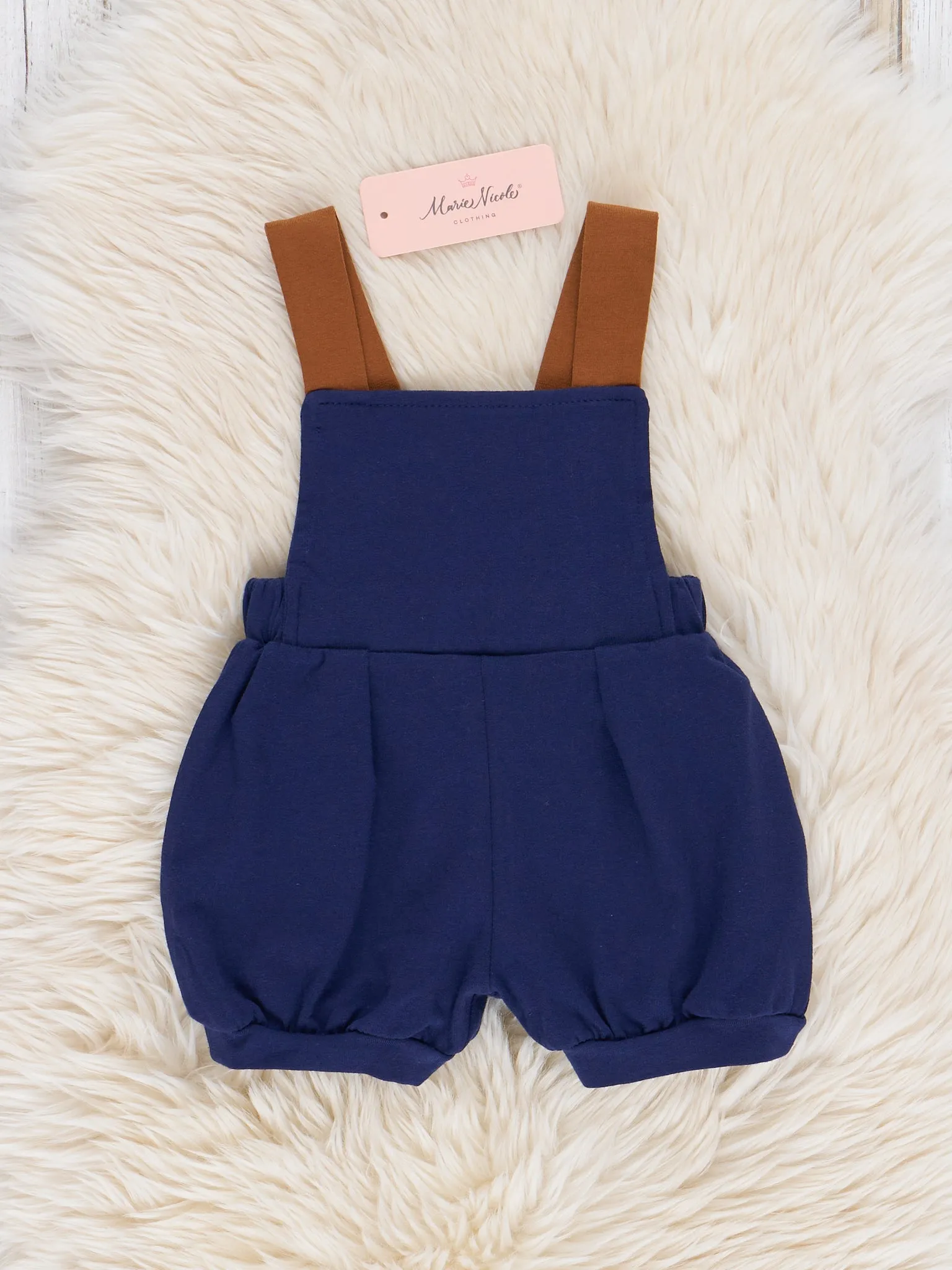 Pleated Overalls - Navy