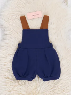 Pleated Overalls - Navy