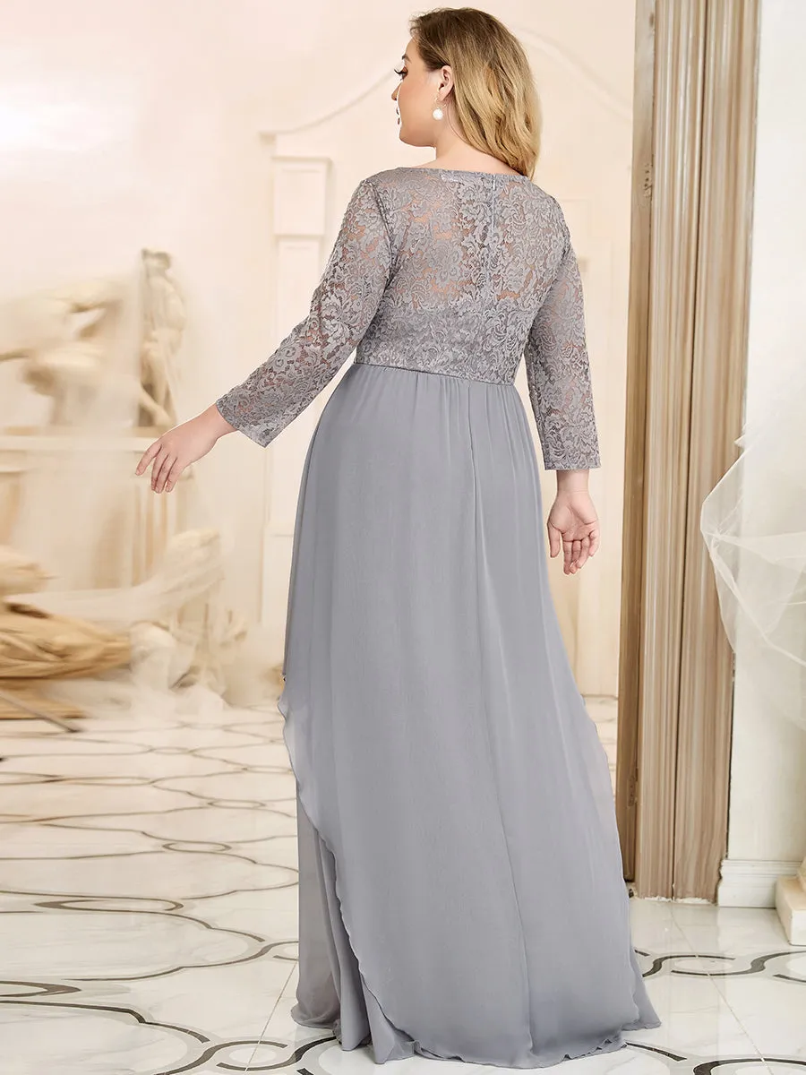 Plus Size Classic Floal Lace Long Sleeve Wholesale Bridesmaid Dress EP00759