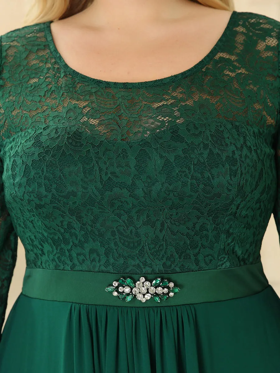 Plus Size Classic Floal Lace Long Sleeve Wholesale Bridesmaid Dress EP00759