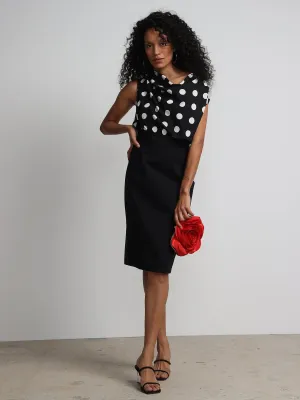 Polka-Dot Print V-Neck Sheath Dress - Fit To Flatter