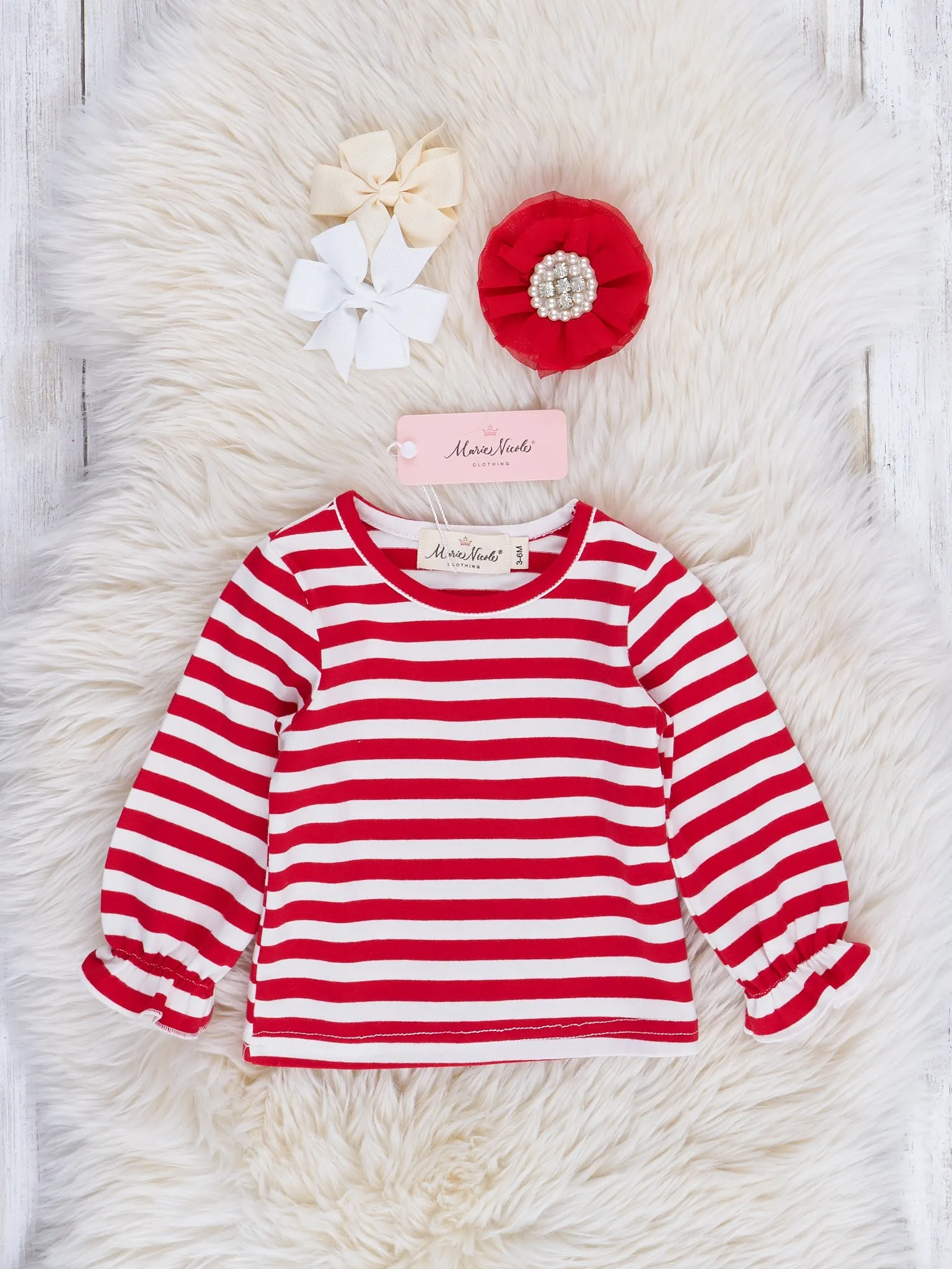 Red & White Striped Santa Overalls Bubble